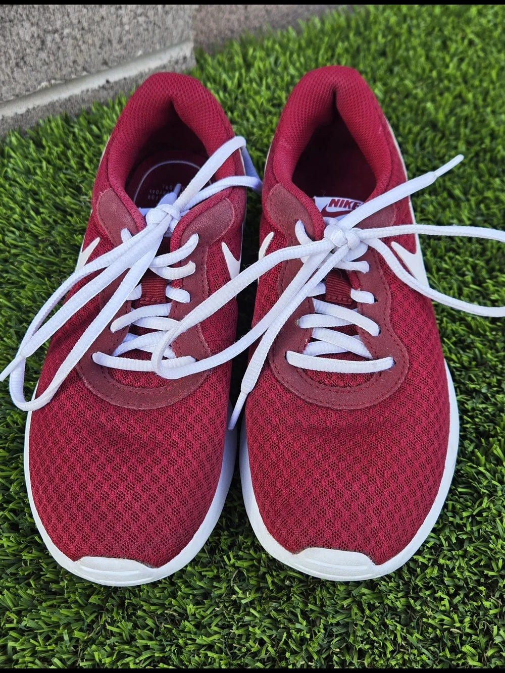Red Women's Athletic Sneakers with White Accents Size 6.5